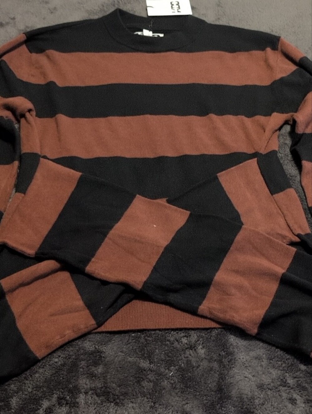 KBB Black & Brown Striped Wrap Around Sweater (Large/New)